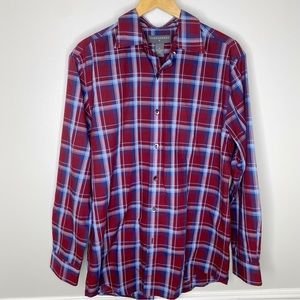 Saddlebred Red Blue Plaid Button Down Shirt
